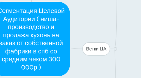 Mind Map: Сегментация Целевой Аудитории ( ниша- производство и продажа кухонь на заказ от собственной фабрики в спб со средним чеком 300 000р )