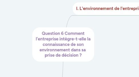 Mind Map: Question 6 Comment l’entreprise intègre-t-elle la connaissance de son environnement dans sa prise de décision ?