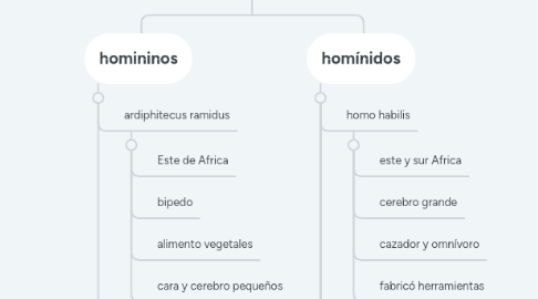 Mind Map: HOMINIZACION evolución del ser humano