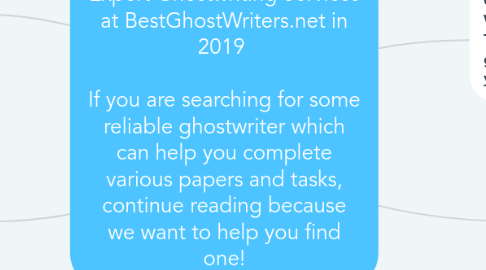 Mind Map: Expert Ghostwriting Services at BestGhostWriters.net in 2019    If you are searching for some reliable ghostwriter which can help you complete various papers and tasks, continue reading because we want to help you find one!