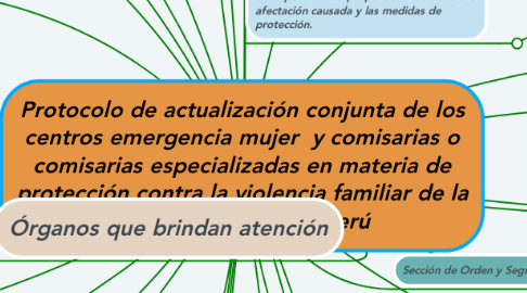 Mind Map: Protocolo de actualización conjunta de los centros emergencia mujer  y comisarias o comisarias especializadas en materia de protección contra la violencia familiar de la policía nacional del Perú