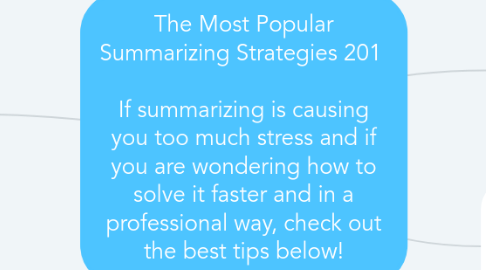 Mind Map: The Most Popular Summarizing Strategies 201    If summarizing is causing you too much stress and if you are wondering how to solve it faster and in a professional way, check out the best tips below!