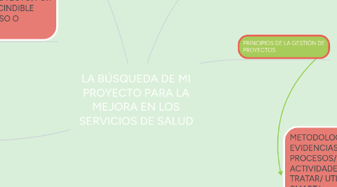 Mind Map: LA BÚSQUEDA DE MI PROYECTO PARA LA MEJORA EN LOS SERVICIOS DE SALUD