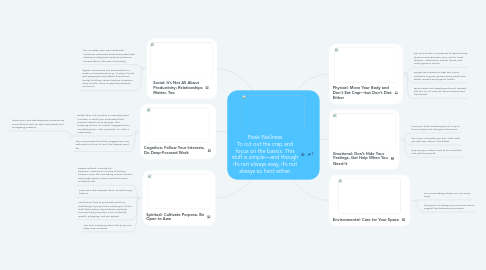 Mind Map: Peak Wellness To cut out the crap and focus on the basics. This stuff is simple—and though it’s not always easy, it’s not always so hard either.