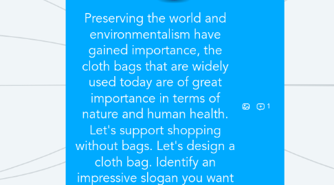 Mind Map: Preserving the world and environmentalism have gained importance, the cloth bags that are widely used today are of great importance in terms of nature and human health. Let's support shopping without bags. Let's design a cloth bag. Identify an impressive slogan you want to be in our bag.