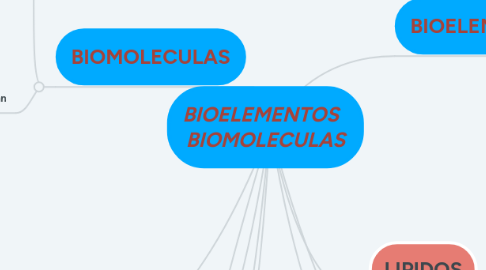 Mind Map: BIOELEMENTOS   BIOMOLECULAS