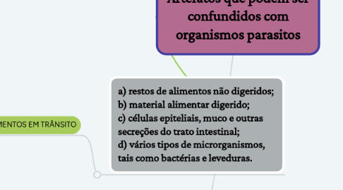 Mind Map: Artefatos que podem ser confundidos com organismos parasitos