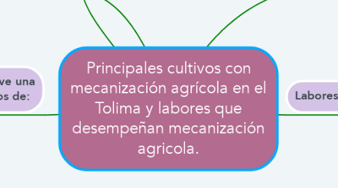Mind Map: Principales cultivos con mecanización agrícola en el Tolima y labores que desempeñan mecanización agricola.