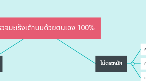 Mind Map: ไม่ตรวจมะเร็งเต้านมด้วยตนเอง 100%