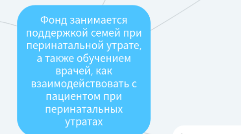 Mind Map: Фонд занимается поддержкой семей при перинатальной утрате, а также обучением врачей, как взаимодействовать с пациентом при перинатальных утратах