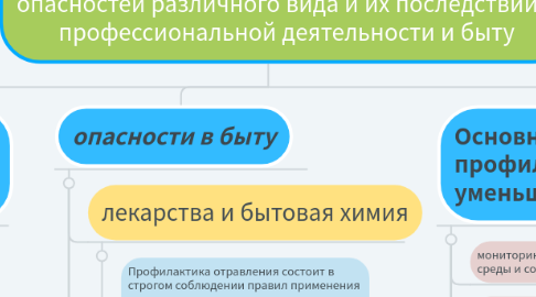 Mind Map: Профилактические меры для снижения уровня опасностей различного вида и их последствий в профессиональной деятельности и быту