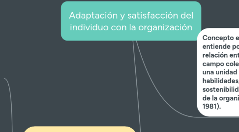 Mind Map: Adaptación y satisfacción del individuo con la organización