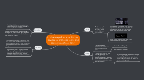Mind Map: In what ways does your film use, develop or challenge forms and conventions of real films?
