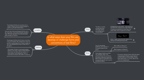 Mind Map: In what ways does your film use, develop or challenge forms and conventions of real films?