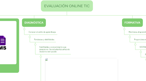 Mind Map: EVALUACIÓN ONLINE TIC