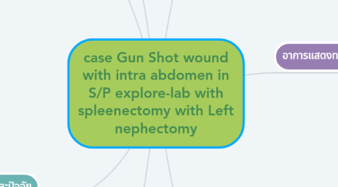 Mind Map: case Gun Shot wound with intra abdomen in S/P explore-lab with spleenectomy with Left nephectomy