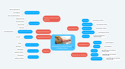 Mind Map: Extremely Low Birth Weight <1,000g (2.2lbs)