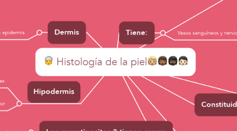 Mind Map: Histología de la piel🧒🏼🧒🏾🧒🏿🧒🏻