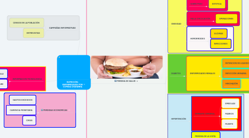 Mind Map: NUTRICIÓN: ENFERMEDADES POR COMIDA CHATARRA