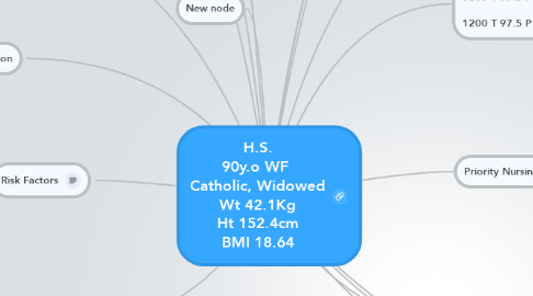 Mind Map: H.S. 90y.o WF  Catholic, Widowed Wt 42.1Kg Ht 152.4cm BMI 18.64