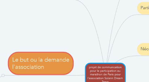 Mind Map: projet de communication pour la participation au marathon de Paris pour l'association Solann Dream Team