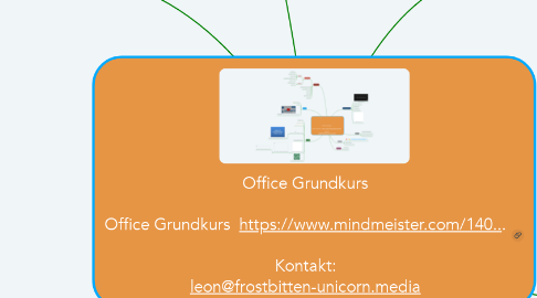 Mind Map: Office Grundkurs  Office Grundkurs  https://www.mindmeister.com/140...  Kontakt: leon@frostbitten-unicorn.media