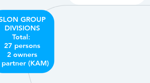 Mind Map: SLON GROUP DIVISIONS Total:  27 persons 2 owners 1 partner (KAM)