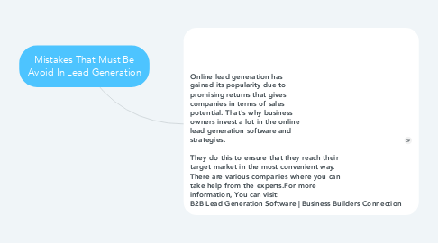 Mind Map: Mistakes That Must Be Avoid In Lead Generation