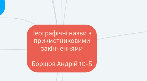 Mind Map: Географічні назви з прикметниковими закінченнями Борщов Андрій 10-Б