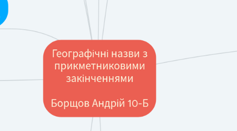 Mind Map: Географічні назви з прикметниковими закінченнями  Борщов Андрій 10-Б