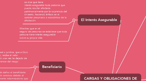 Mind Map: CARGAS Y OBLIGACIONES DE LAS PARTES DE UN CONTRATO DE SEGURO