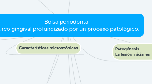 Mind Map: Bolsa periodontal Surco gingival profundizado por un proceso patológico.