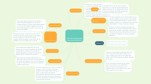 Mind Map: TIPOS DE CÁNCER MÁS COMUNES EN MÉXICO