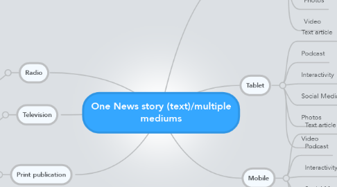 Mind Map: One News story (text)/multiple mediums