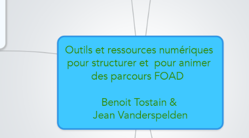 Mind Map: Outils et ressources numériques  pour structurer et  pour animer  des parcours FOAD    Benoit Tostain &  Jean Vanderspelden