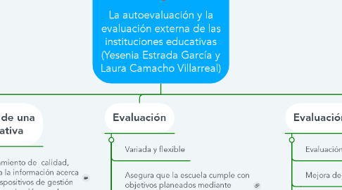 Mind Map: La autoevaluación y la evaluación externa de las instituciones educativas (Yesenia Estrada García y Laura Camacho Villarreal)