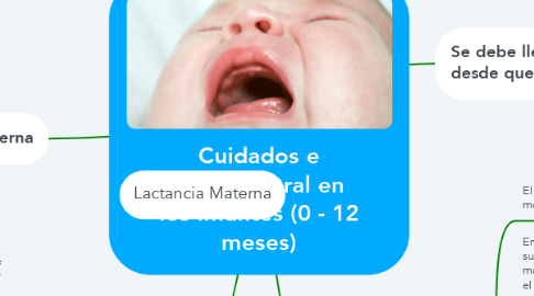 Mind Map: Cuidados e Higiene Oral en los infantes (0 - 12 meses)