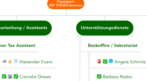 Mind Map: Organigram  HSP STEUER Hannover