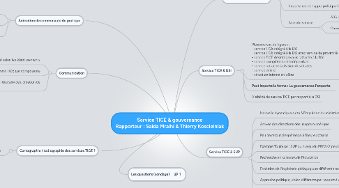 Mind Map: Service TICE & gouvernance Rapporteur : Saida Mraihi & Thierry Koscielniak