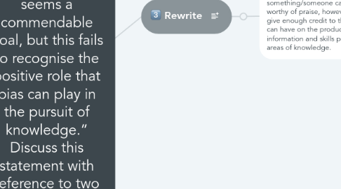 Mind Map: Ananya - "Avoiding bias seems a commendable goal, but this fails to recognise the positive role that bias can play in the pursuit of knowledge.” Discuss this statement with reference to two areas of knowledge.