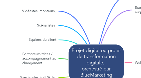 Mind Map: Projet digital ou projet de transformation digitale,  orchestré par BlueMarketing