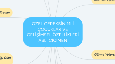 Mind Map: ÖZEL GEREKSİNİMLİ ÇOCUKLAR VE GELİŞİMSEL ÖZELLİKLERİ ASLI CİCİMEN