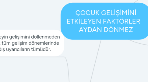 Mind Map: ÇOCUK GELİŞİMİNİ ETKİLEYEN FAKTÖRLER    AYDAN DÖNMEZ