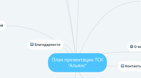 Mind Map: План презентации ТСК "Альянс"