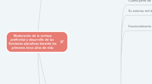 Mind Map: Maduración de la corteza prefrontal y desarrollo de las funciones ejecutivas durante los primeros cinco años de vida