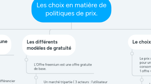 Mind Map: Les choix en matière de politiques de prix.