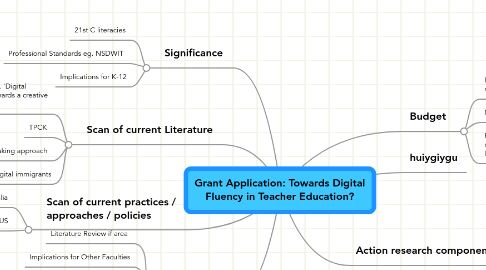 Mind Map: Grant Application: Towards Digital Fluency in Teacher Education?