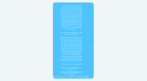 Mind Map: Cửa hàng ngoại thất ASAKI là hệ thống kênh siêu thị ngoại thất online trực thuộc Công ty Thương Mại Dịch Vụ Hoàng Gia. Chúng tôi tự hào là đơn vị hàng đầu về ngoại thất cao cấp nhập khẩu theo phong cách Nhật Bản, với sự phong phú, đa dạng về mẫu mã, chủng loại, kiểu dáng, màu sắc và phong cách thiết kế khác nhau. Chúng tôi tự tin cam kết và đảm bảo hàng hóa được nhập khẩu 100% và được kiểm tra kỹ lưỡng qua nhiều khâu chặt chẽ về kiểu dáng và chất lượng sản phẩm. Thời gian bảo hành các mặt hàng bán ra tại showroom của công ty kéo dài đến 12 tháng. Asaki - Showroom ngoại thất sân vườn phong cách Nhật Bản Chúng tôi mong muốn mang đến cho khách hàng những sản phẩm đẹp nhất, tốt nhất và phù hợp với mọi không gian sống của khách hàng. Đó là lí do chúng tôi luôn nỗ lực, phấn đấu không ngừng để trở thành kênh siêu thị nội thất trực tuyến hàng đầu tại Việt Nam. Cửa hàng ngoại thất ASAKI đã và đang và sẽ luôn cố gắng hết sức mình để tạo dựng niềm tin cũng như thương hiệu trong lòng mọi khách hàng Việt. Chúng tôi tự tin khẳng định những khách hàng đã và đang đến với ASAKI luôn rất hài lòng về chất lượng sản phẩm, chất lượng phục vụ và là khách hàng trung thành của cửa hàng ASAKI. Mọi thông tin chi tiết vui lòng liên hệ Địa chỉ : 57 Vũ Trọng Phụng, quận Thanh Xuân, TP Hà Nội Email : ngoaithatsanvuondotcom@gmail.com Điện thoại : 0936 320 777 Website : Ngoaithatsanvuon.com - Showroom ngoại thất sân vườn đẹp
