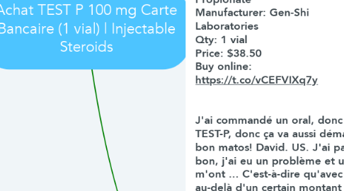 Mind Map: Achat TEST P 100 mg Carte Bancaire (1 vial) | Injectable Steroids
