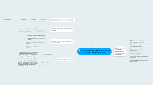 Mind Map: IMPORTANCIA DE LA PLANEACION EN UNA ORGANIZACIÓN.